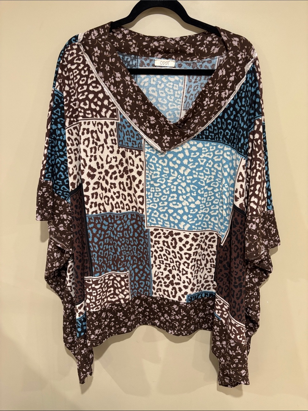ODDY patchwork fall poncho top